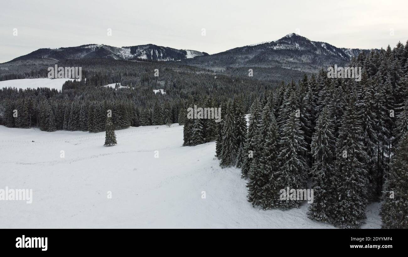 Aerial view of snowy mountain hi-res stock photography and images - Alamy