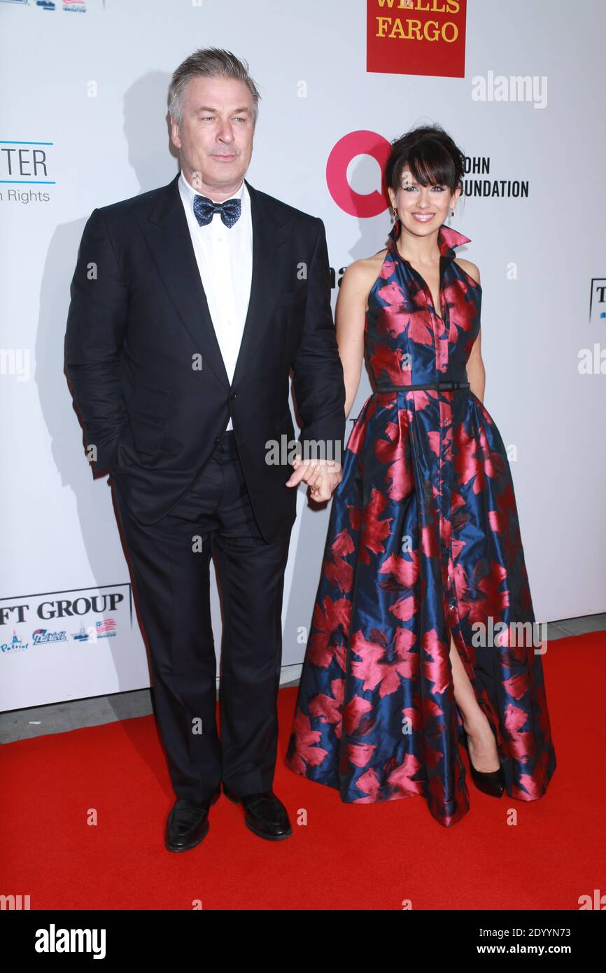 Alec Baldwin (L) and Hilaria Baldwin attend the Elton John AIDS Foundation's 13th Annual An Enduring Vision Benefit at Cipriani Wall Street powered by Stock Photo