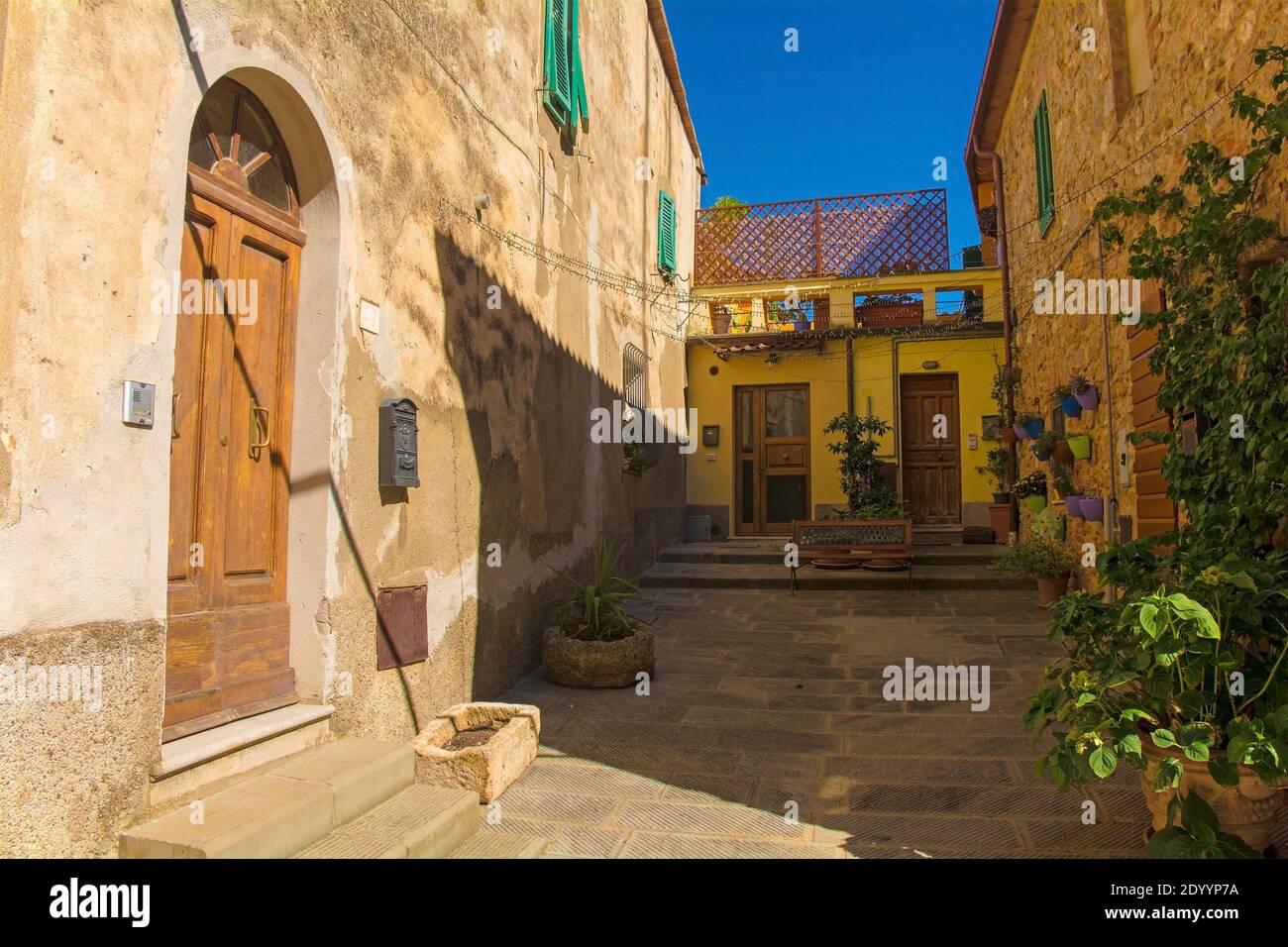 A quiet residential street in the historic medieval village of ...