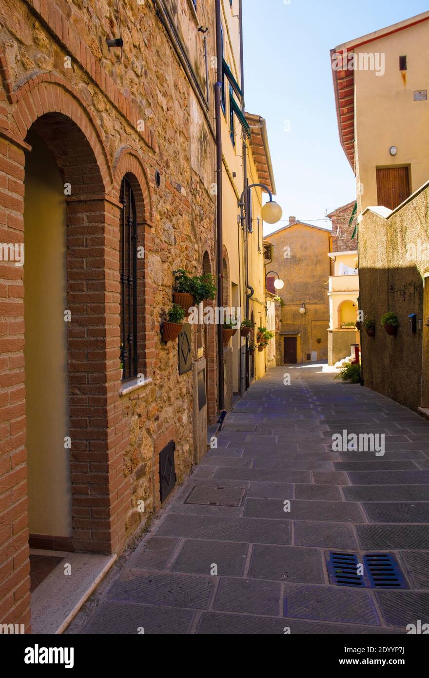 A quiet residential street in the historic medieval village of ...