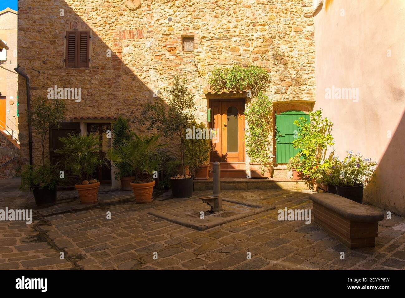 A quiet residential street in the historic medieval village of ...