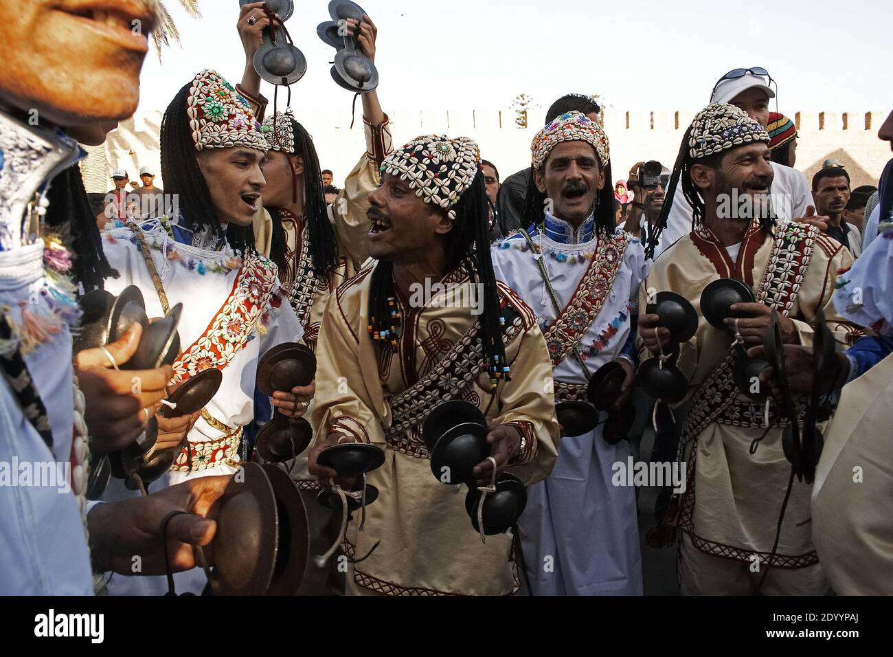 Morocco, Gnaoua World Music Festival in Essaouira .Gnawa musicians
