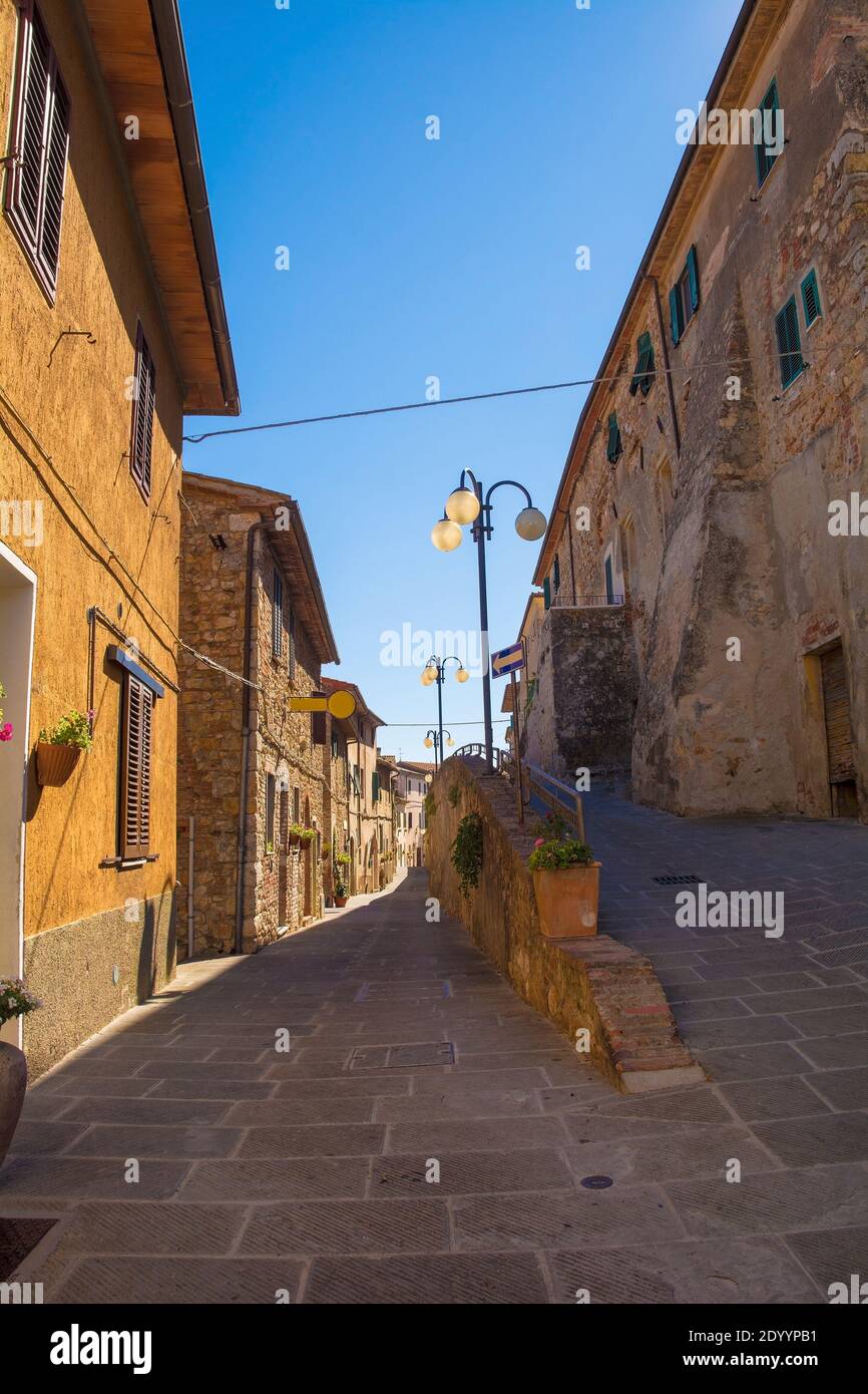 A quiet residential street in the historic medieval village of ...