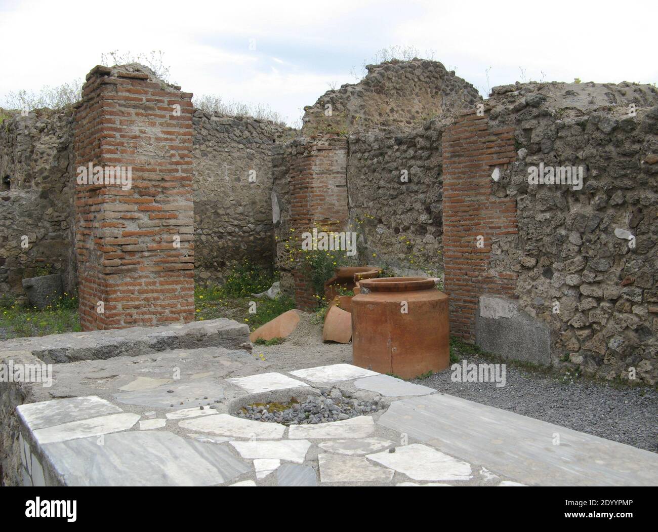 Trade market counters at Thermopolia Pompeii in Naples Italy Stock Photo