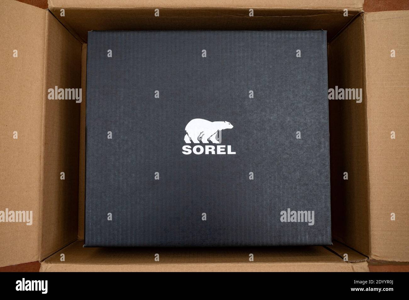 Sorel shoe box Stock Photo Alamy