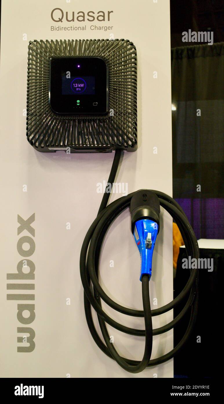 Wallbox Quasar bi-directional charger on display at CES world's largest  trade show Las Vegas, NV, USA Stock Photo - Alamy