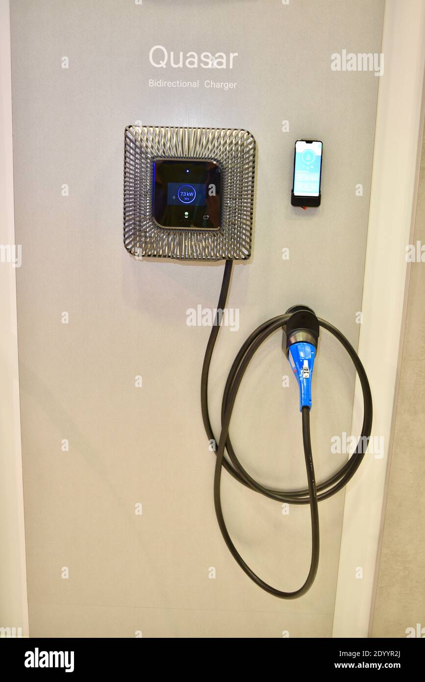 Wallbox Quasar bi-directional charger on display at CES world's largest  trade show Las Vegas, NV, USA Stock Photo - Alamy
