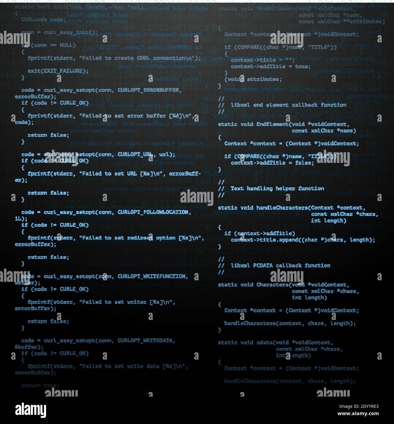 illustration of matrix style binary background with falling number ...