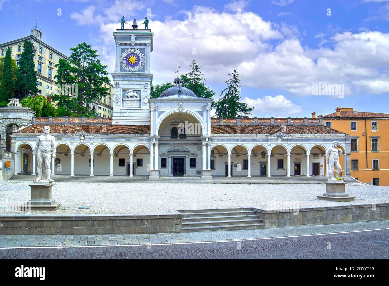 Udine, Friuli, Italy, Loggia di San Giovanni and clock tower Stock Photo