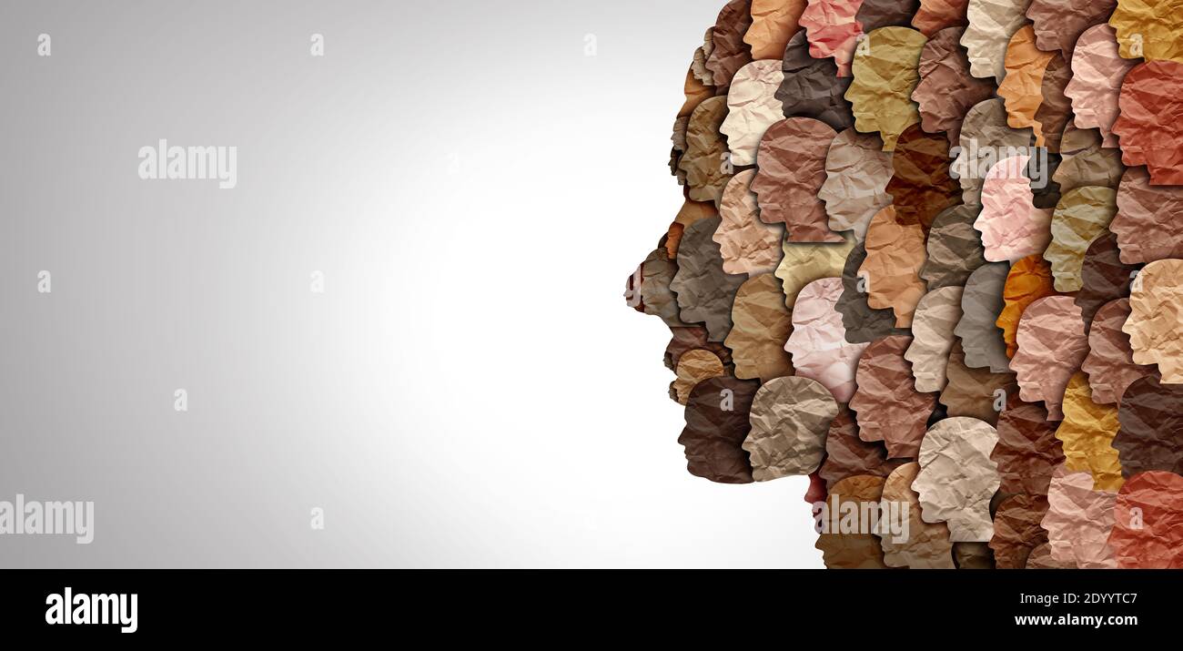 Multi cultural society and multiculturalism as a celebration of diverse cultures and diversity or African black pride as a multicultural social. Stock Photo