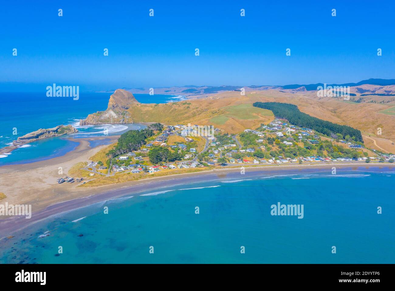 Aerial view of Castlepoint beach in New Zealand Stock Photo Alamy