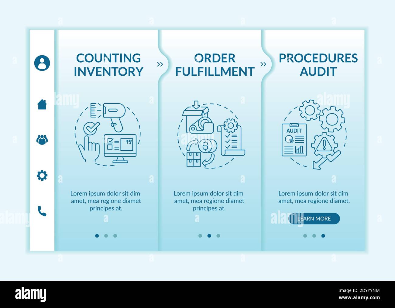 Warehouse procedures audit onboarding vector template Stock Vector