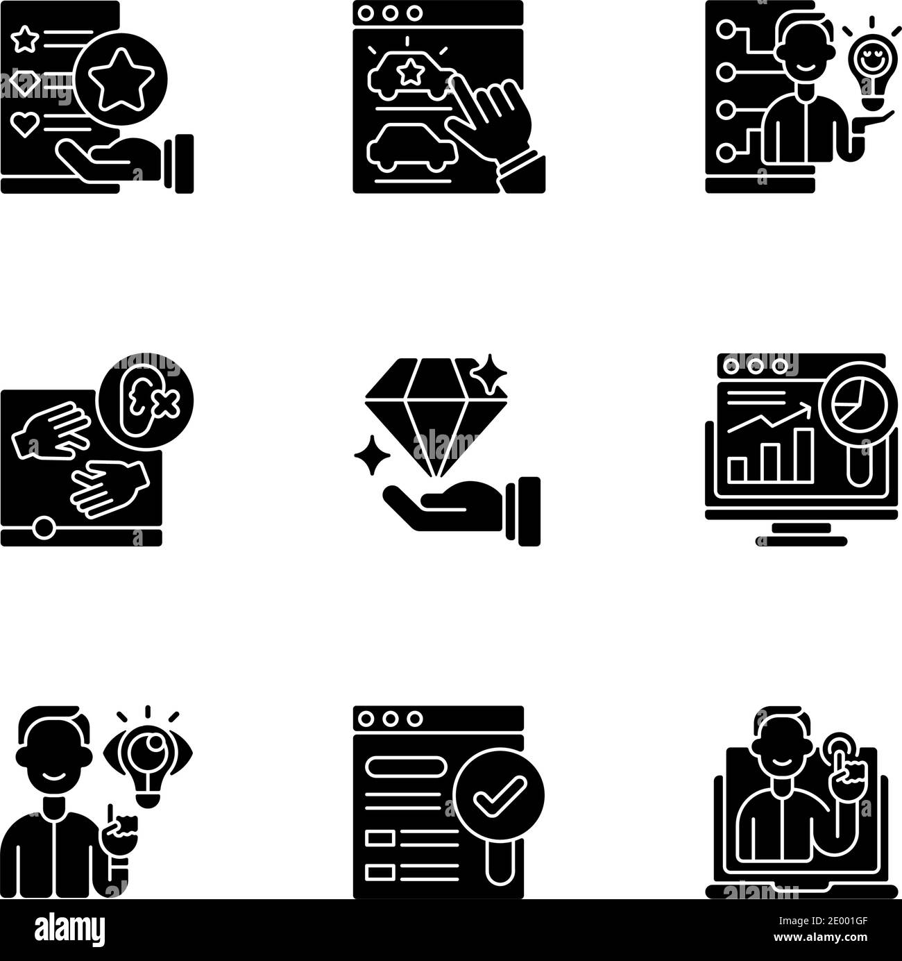 Responsive website design black glyph icons set on white space Stock Vector