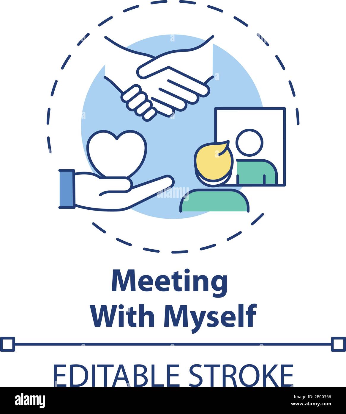 Meeting with myself concept icon Stock Vector