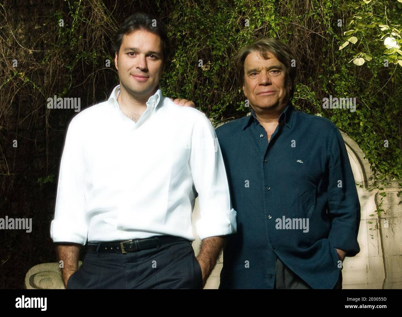 Bernard Tapie and his son Laurent Tapie pose at 52 street Des Saints Peres  in Paris, France on July 6, 2013. Photo by Renaud Khanh/ABACAPRESS.COM  Stock Photo - Alamy