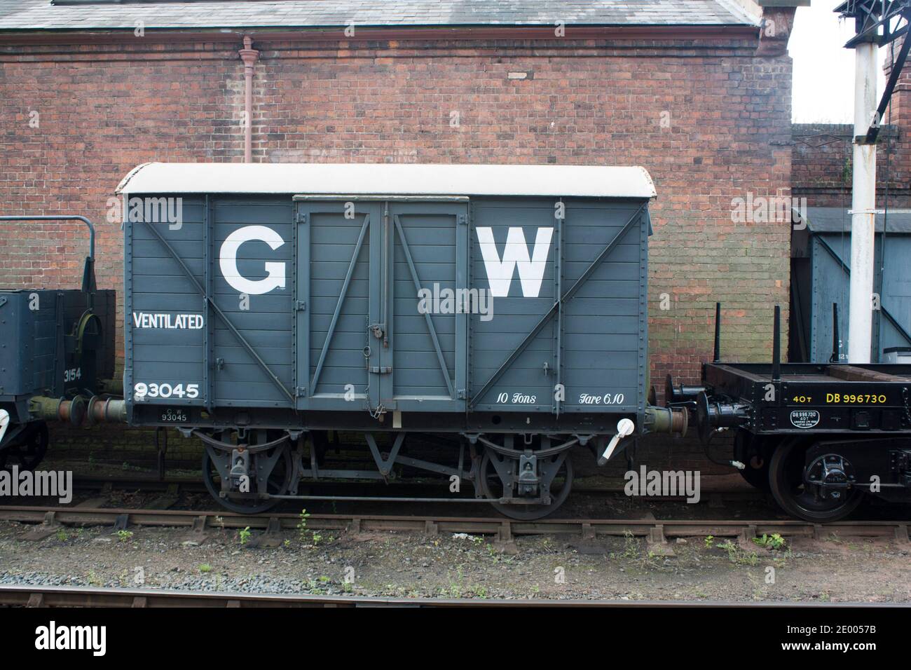 A vintage  train carriage at Bewdley Station on the Severn Valley Railway in Worchestershire. Stock Photo