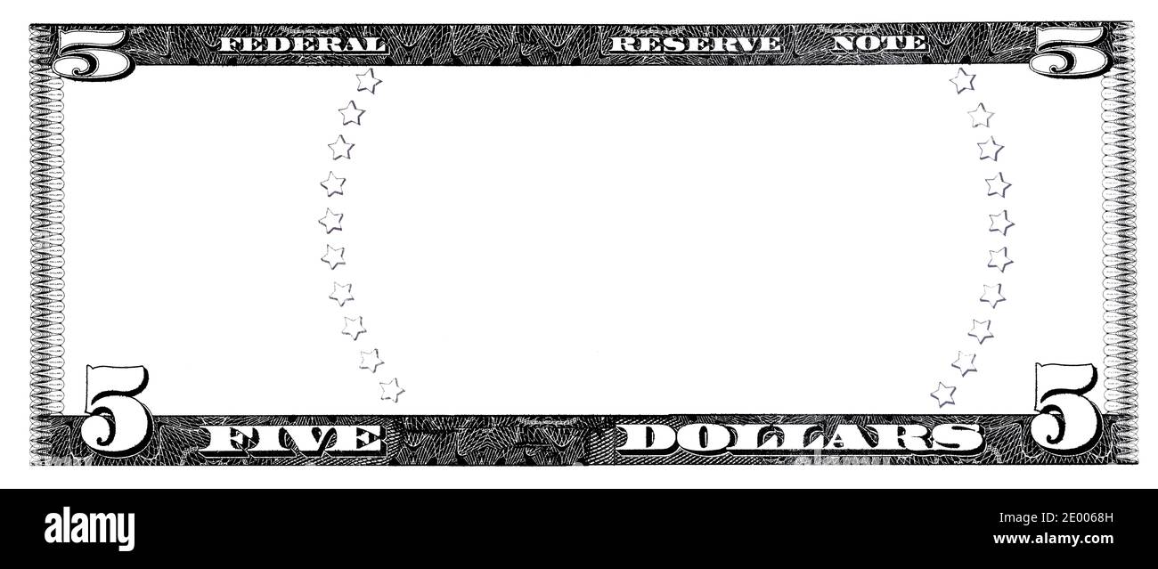 U.S. 5 dollar border with empty middle area Stock Photo Alamy