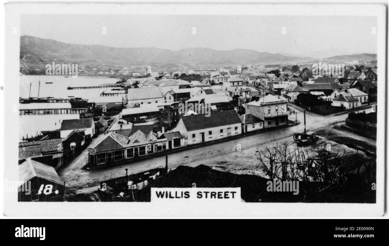 illustration of Willis Street, Wellington, New Zealand, circa 1930 Stock Photo
