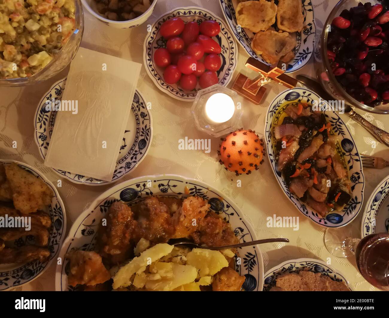 Traditional Lithuanian Christmas Food Served For Christmas Dinner Stock Traditional Lithuanian Christmas Food Served For Christmas Dinner Stock