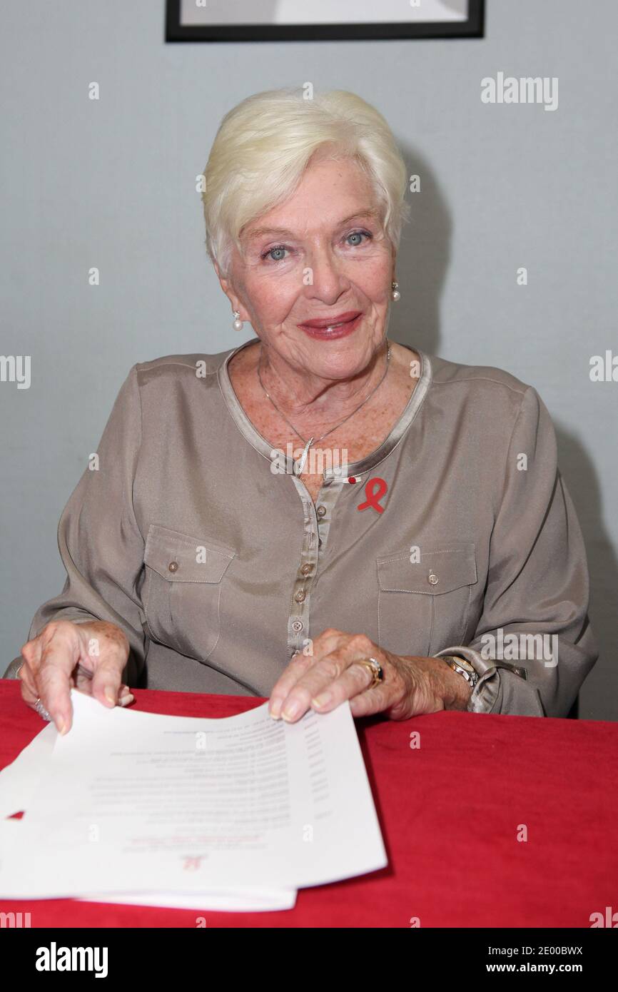 Line Renaud attending the Sidaction press conference held at its ...