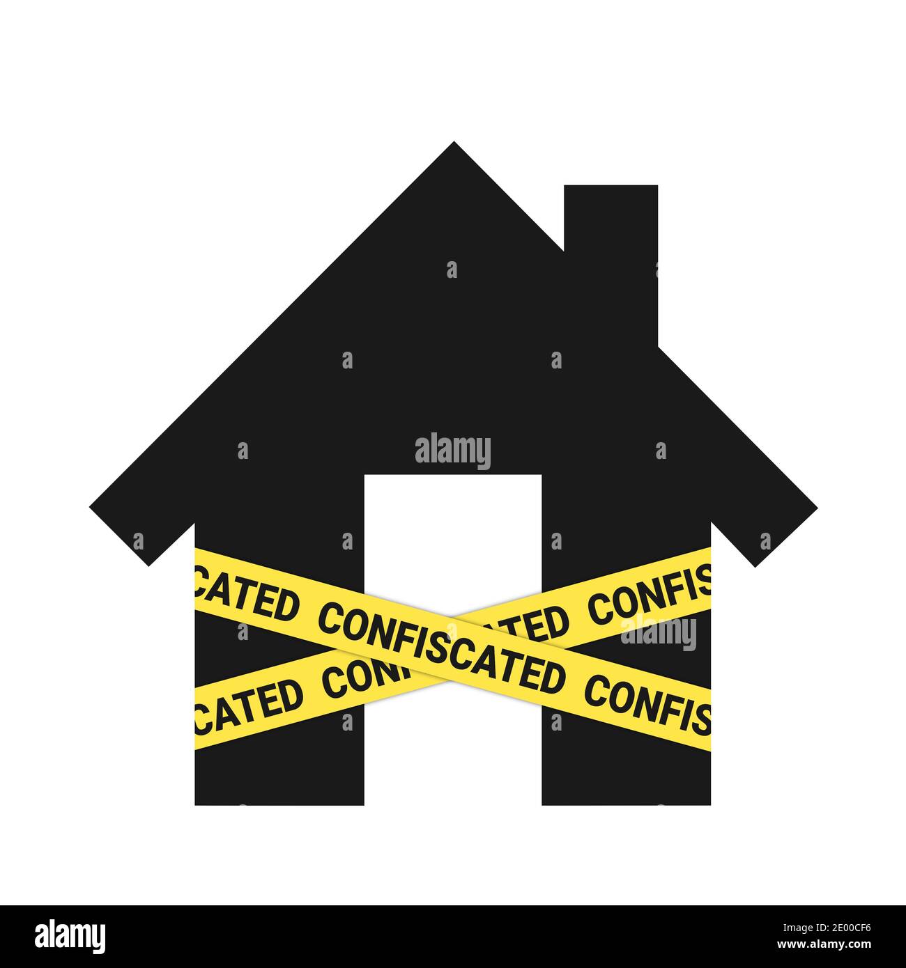 House is labelled as confiscated. housing bubble and mortgage crisis insolvency leading to