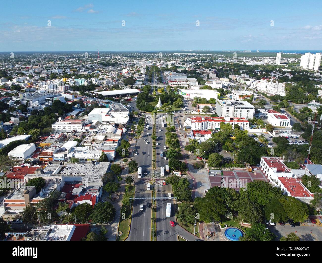 Avenida Tulum Avenue aerial view in downtown Cancun, Quintana Roo QR, Mexico Stock Photo - Alamy