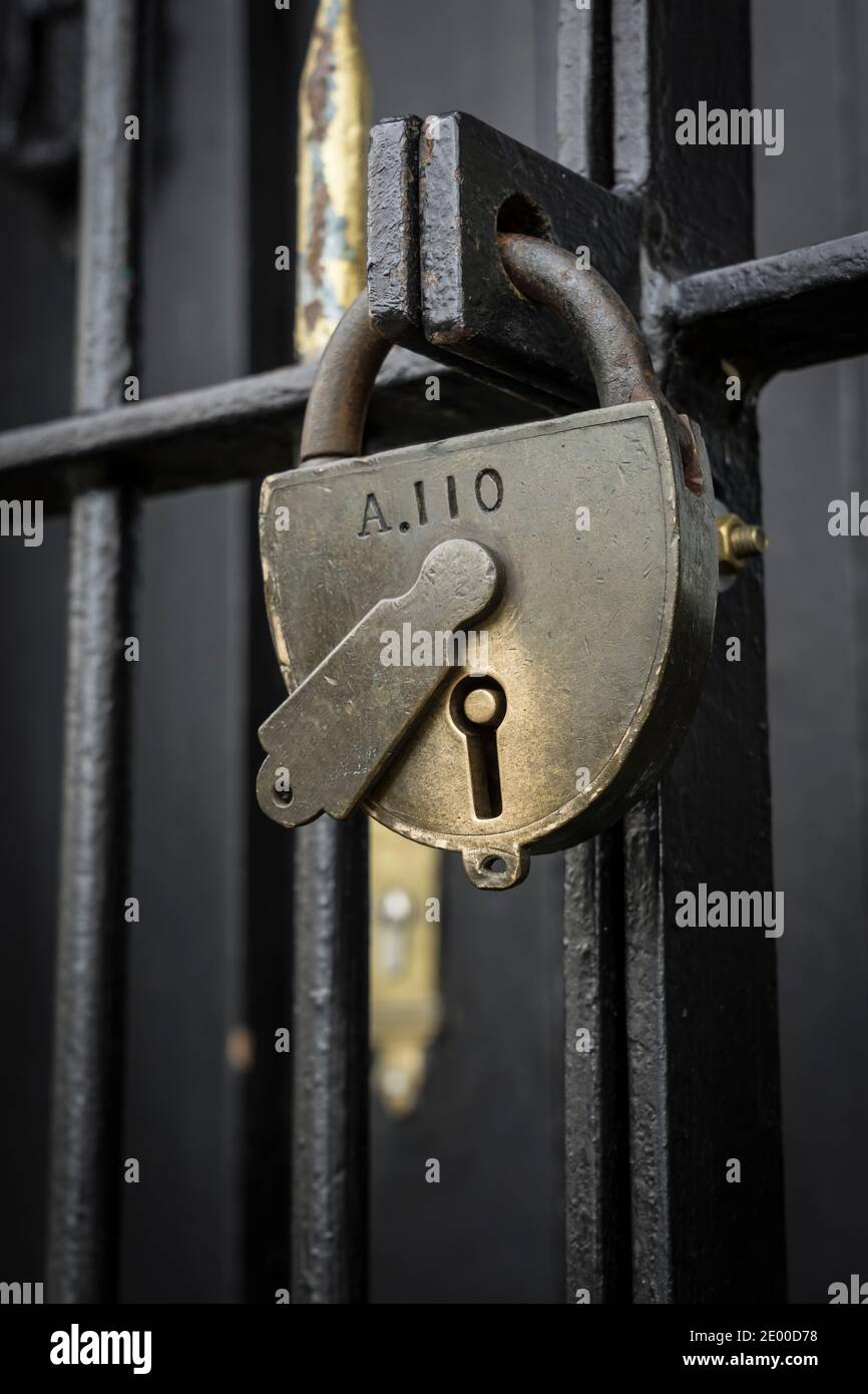 padlock on a historic gate Stock Photo Alamy