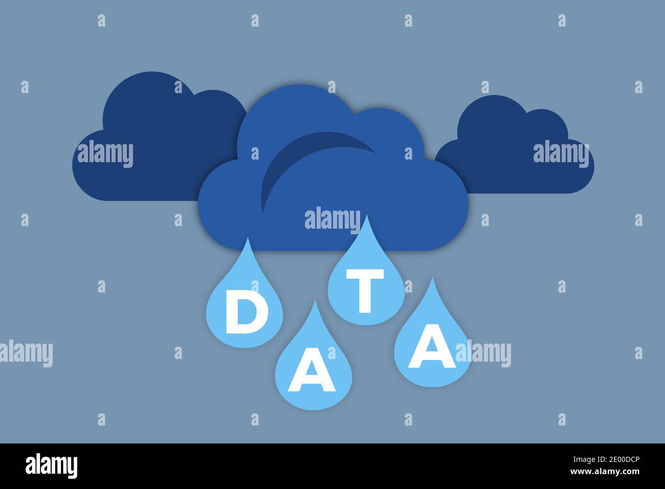 Data leakage from the internet storage - private data is raining from the cloud. Privacy and security problem because of error or hacking.. Stock Photo