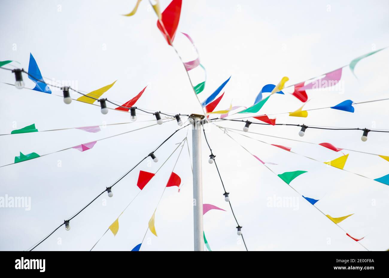 Colourful bunting and lights Stock Photo