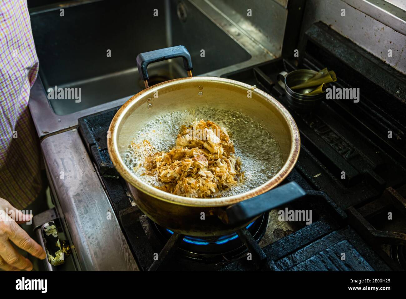 Making a Japanese miso soup in Nishiizu, Japan Stock Photo