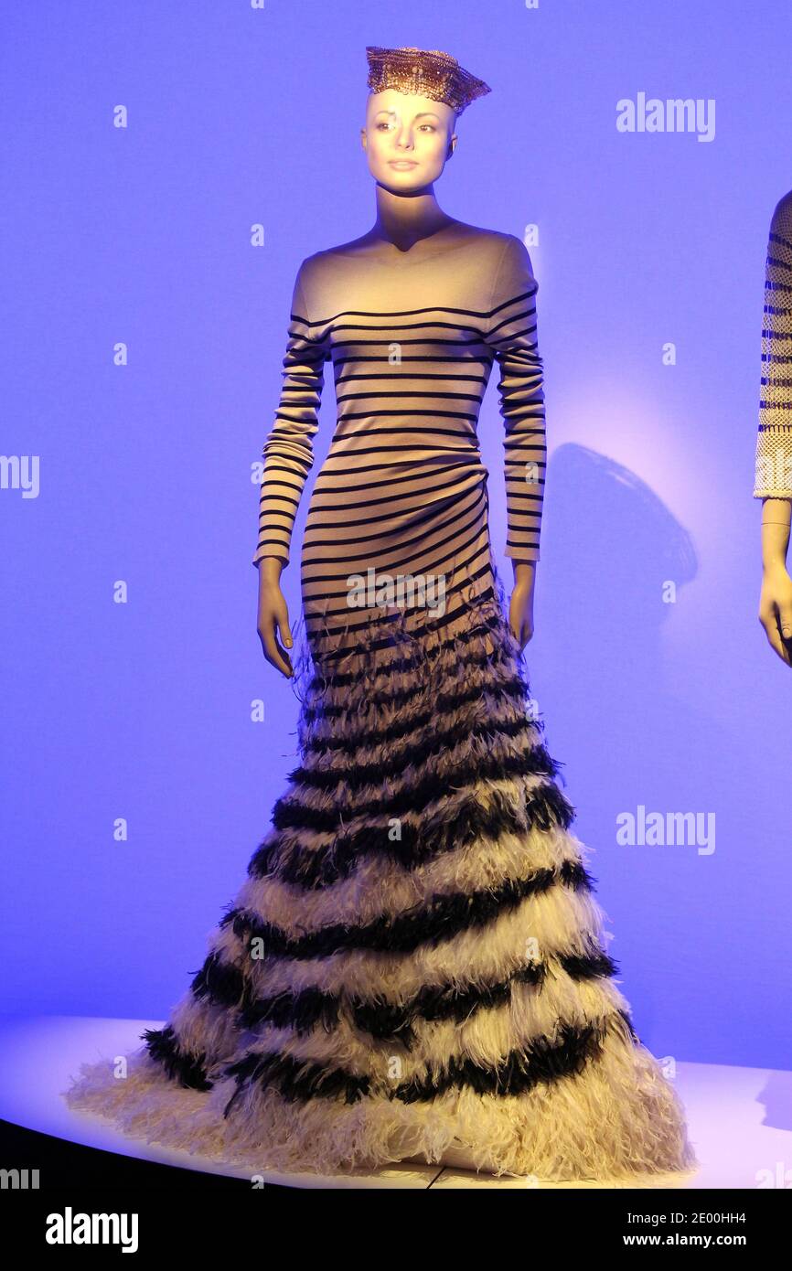 Creations by French fashion designer Jean-Paul Gaultier are on display  during a press preview of 'The Fashion World of Jean-Paul Gaultier: From  Sidewalk to Catwalk' exhibition at the Brooklyn Museum in New