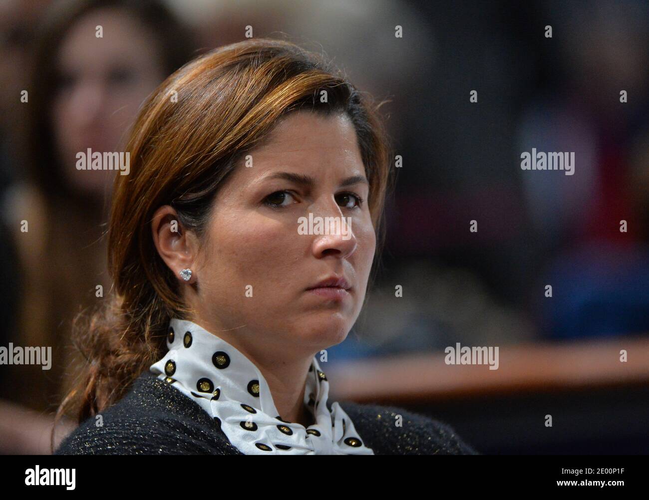 Roger Federer wife Mirka Vavrinec attends the BNP Paribas Masters Series Tennis Open 2013 at Palais Omnisports of Paris-Bercy in Paris, France on October 31st, 2013.photo by Christian Liewig/ABACAPRESS.COM Stock Photo