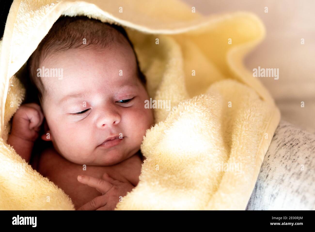 Childhood, care, hygiene, motherhood, innocence concepts Close up Wet