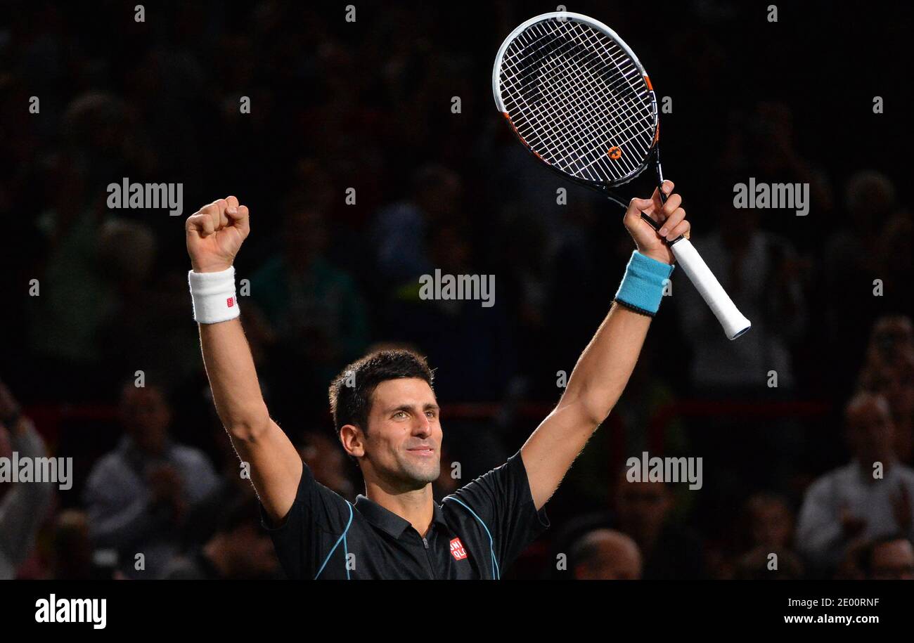 Serbia 's Novak Djokovic playing in the round of the BNP Paribas Masters  Series Tennis Open 2013 at Palais Omnisports de Paris-Bercy in Paris,  France on November 3 .2013. Photo by ABACAPRESS.COM