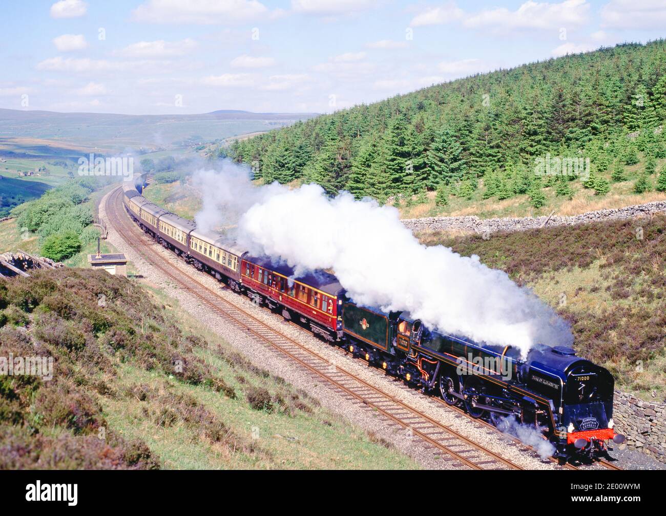 71000 Duke of Gloucester about to Enter Rise Hill Tunnel, Settle to Carlisle Railway, England Stock Photo