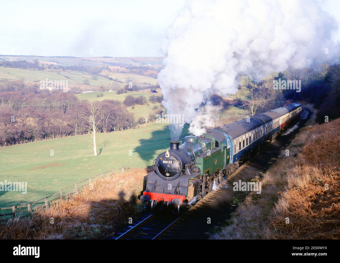 Standard tank No 80135 at Green End on North Yorkshire Moors railway, England Stock Photo