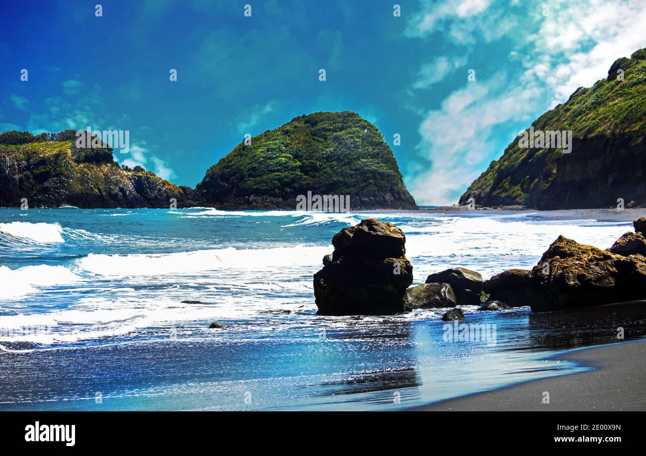 New Zealand Landscapes, digital artwork Stock Photo