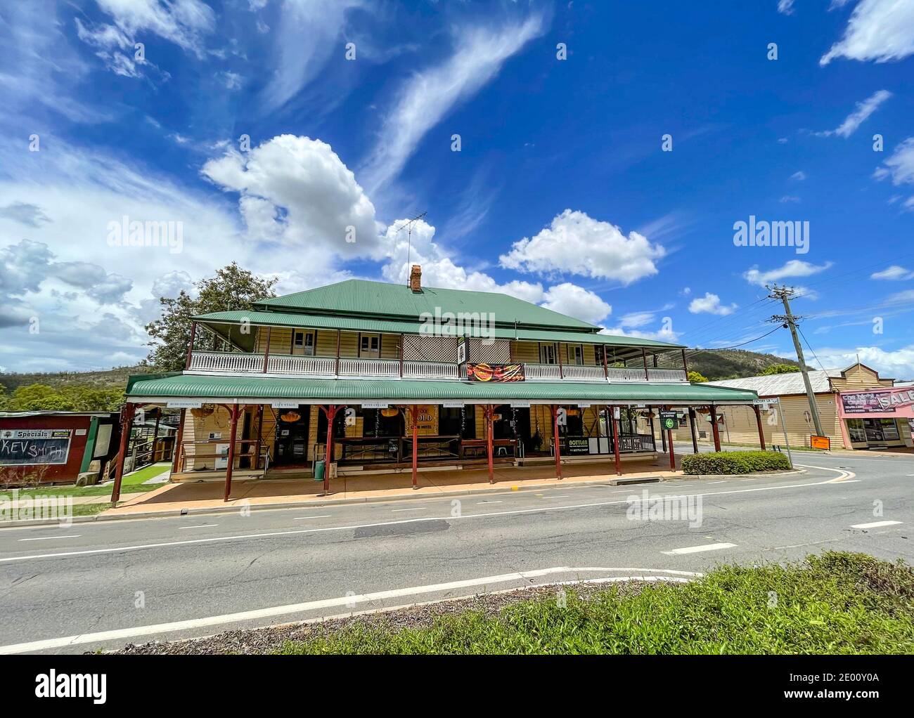 Facade of the country Club Hotel, located in the main street of the rural town of Esk
