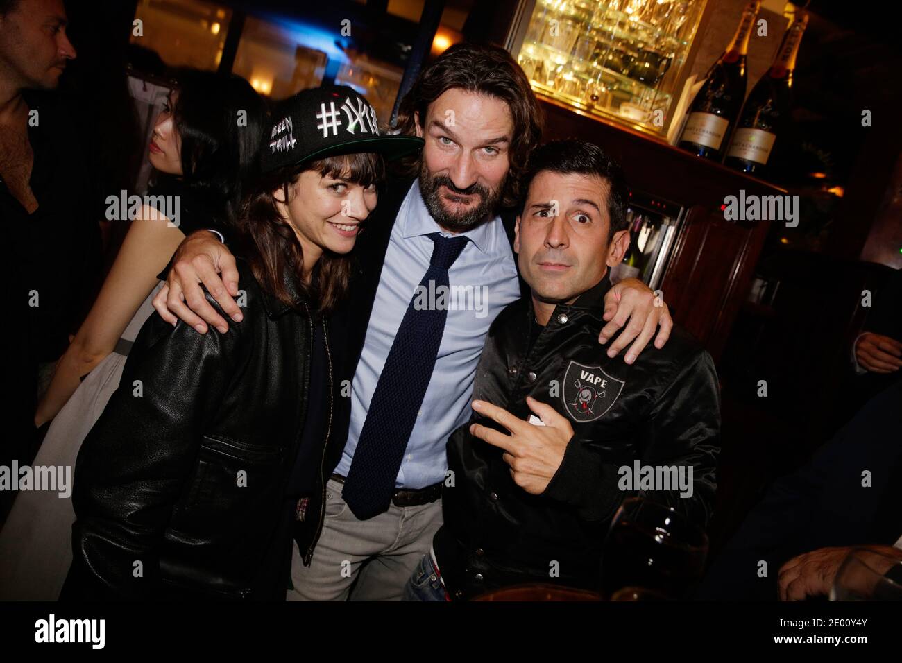 Frederic Beigbeder, Andre Saraiva and his girlfriend Zara Prassinot  attending the Prix De Flore 2013 at the 'Cafe de Flore' in Paris, France on  November 07, 2013. Photo by ABACAPRESS.COM Stock Photo - Alamy