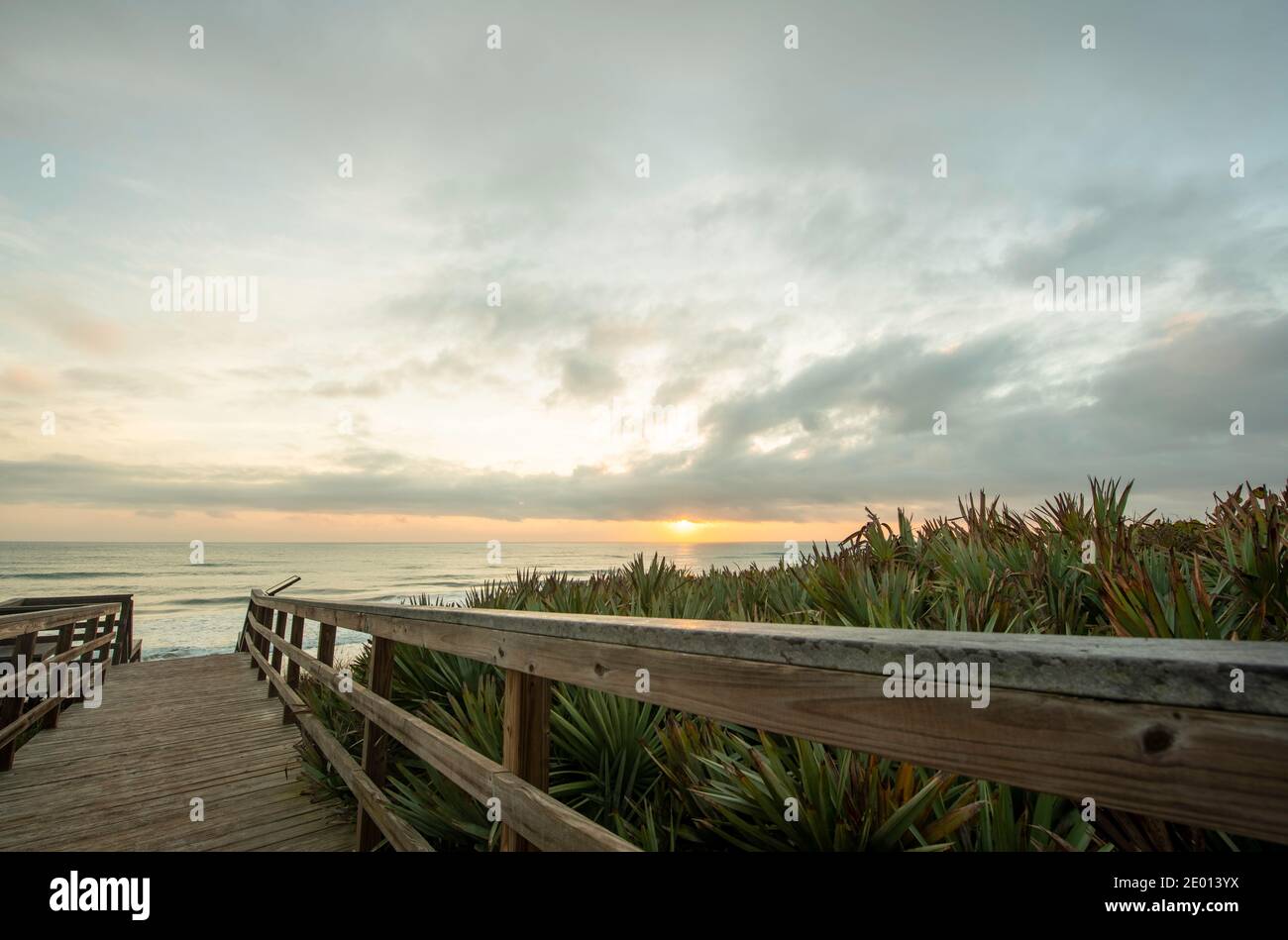 Boardwalk at Cape Canaveral National Seashore in Florida Stock Photo