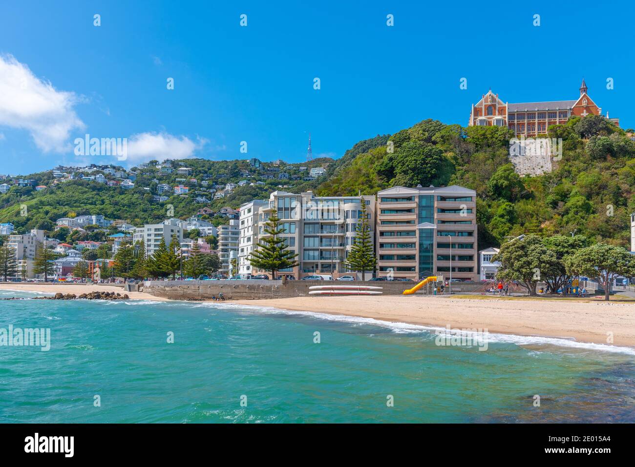 Oriental bay beach in Wellington, New Zealand Stock Photo