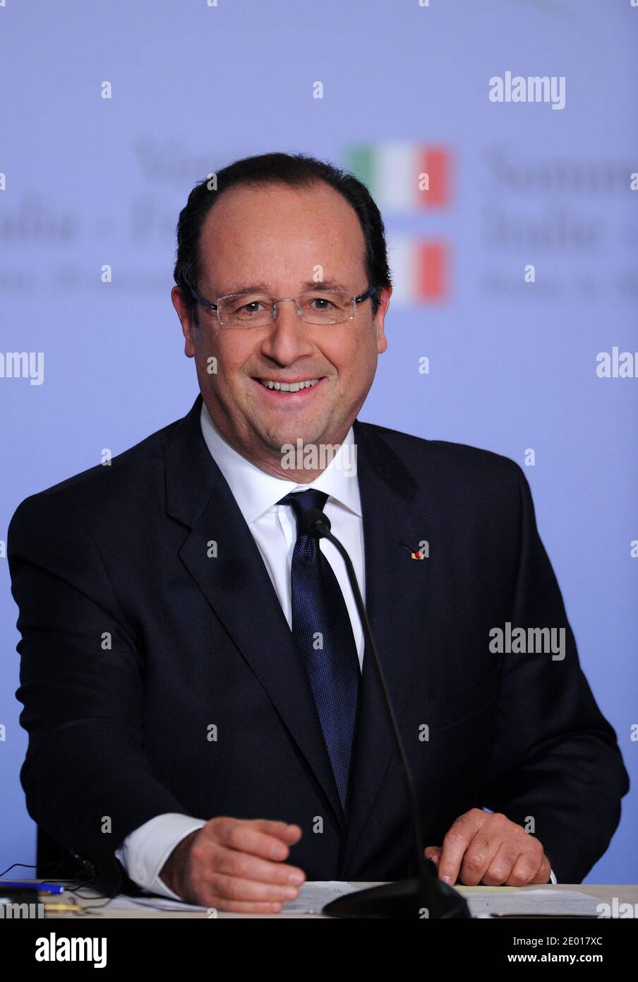 French President Francois Hollande attends a Franco-Italian summit on ...