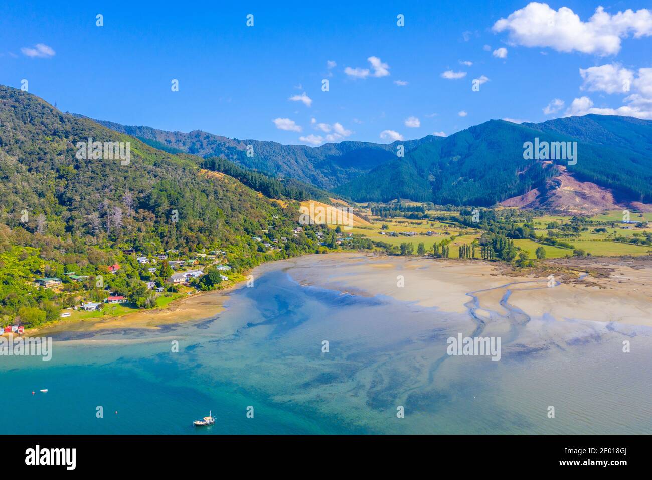 Okiwa bay at Queen Charlotte sound at South Island of New Zeland Stock Photo