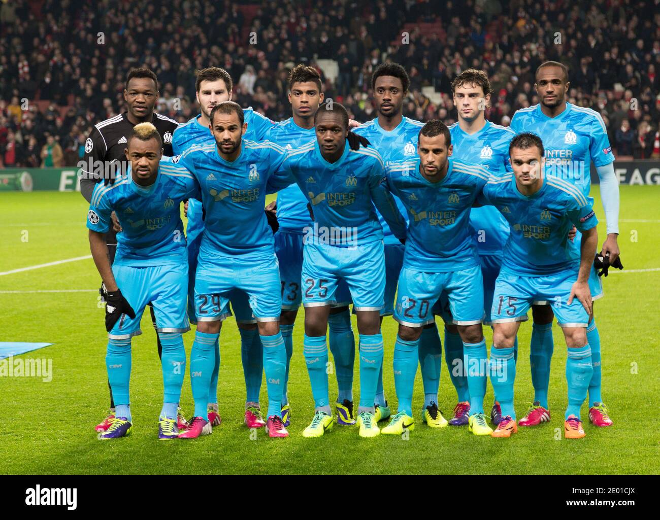Olympique de Marseille team group during the UEFA champions League Group F  soccer match, Arsenal Vs Olympique de Marseille at Emirates Stadium in  London, England on November 26th, 2013. Photo by Guillaume