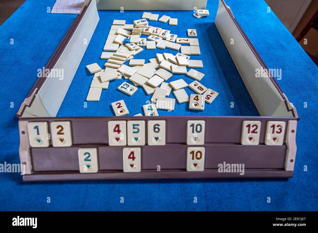 Legendary game okey and game table. Turkish board game Okey (Rummikub
