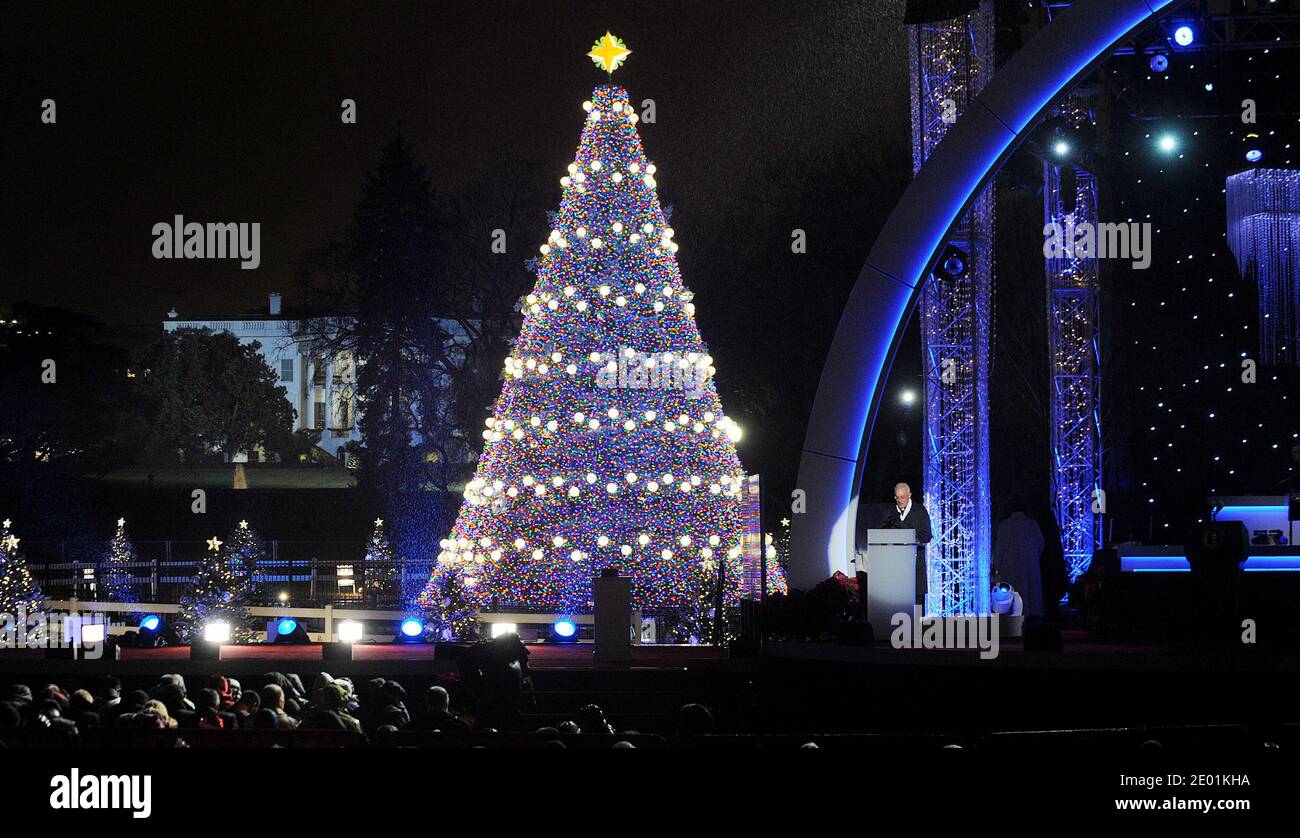 The National Christmas Tree is seen after illumination during the 91th