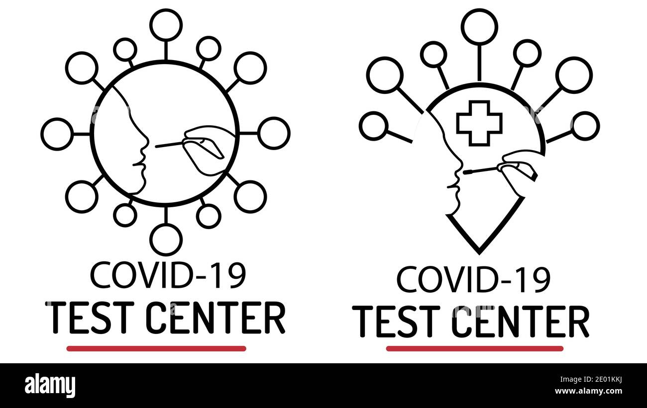 Covid-19 test center poster design icons editable vector illustrations. Stock Vector