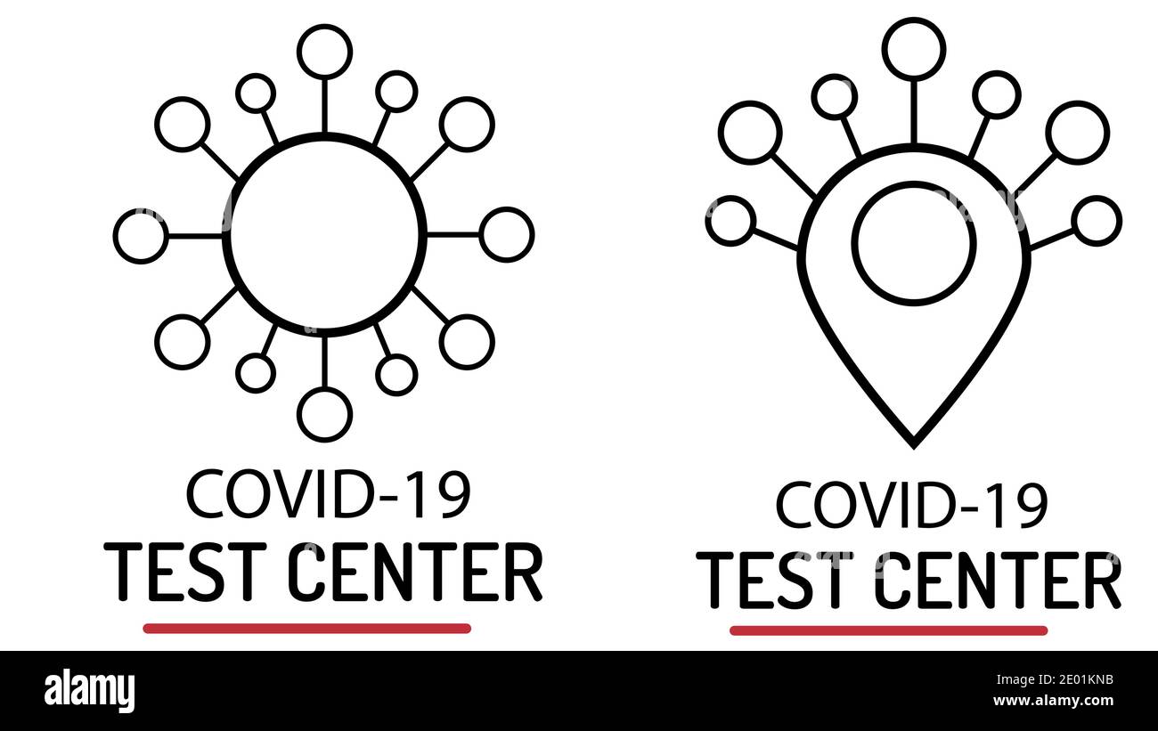 Covid-19 test center poster design icons editable vector illustrations. Stock Vector