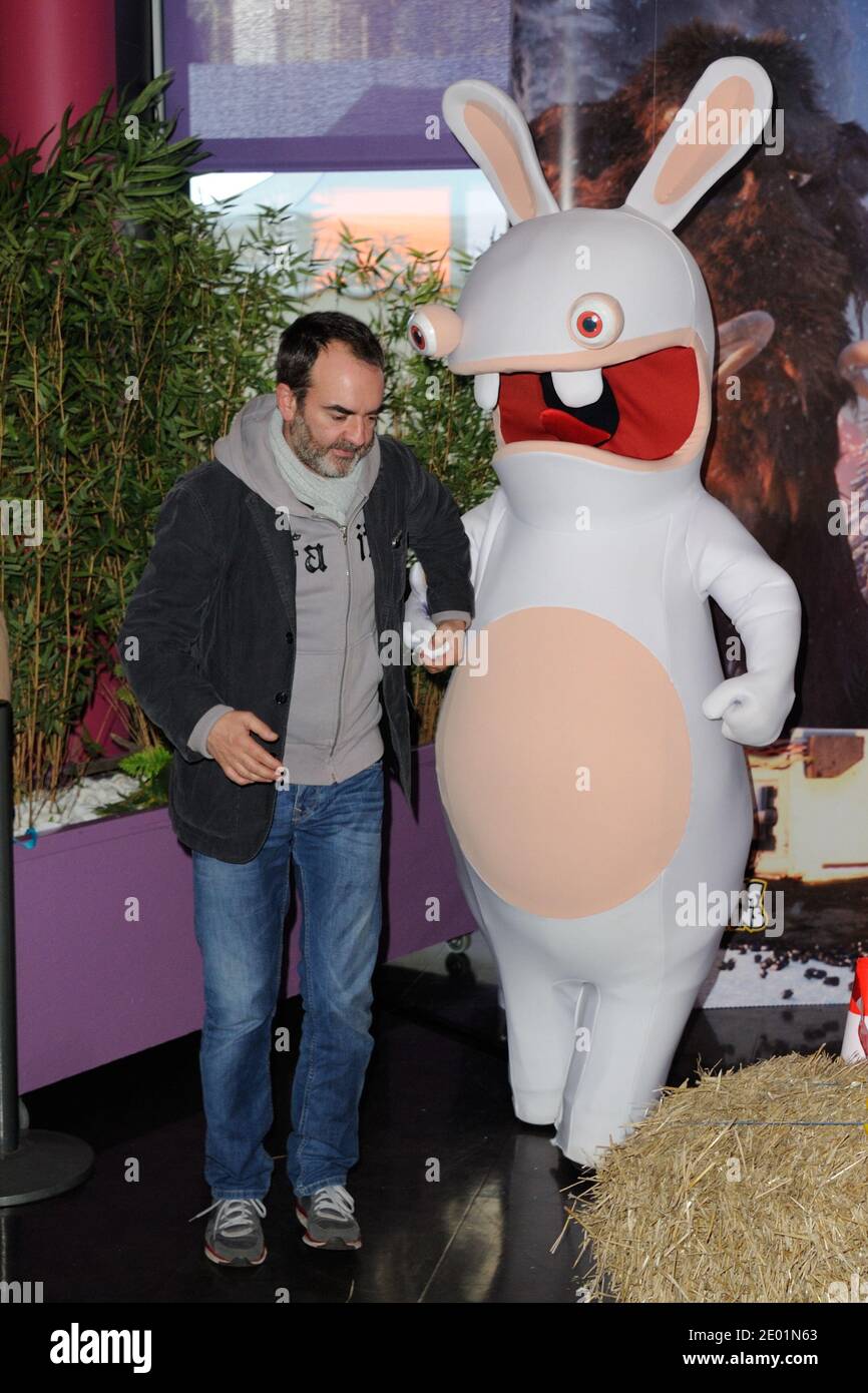 Bruno Solo and Serge Hazanavicius attending the launch of the new  attraction 'Les Lapins Cretins' at