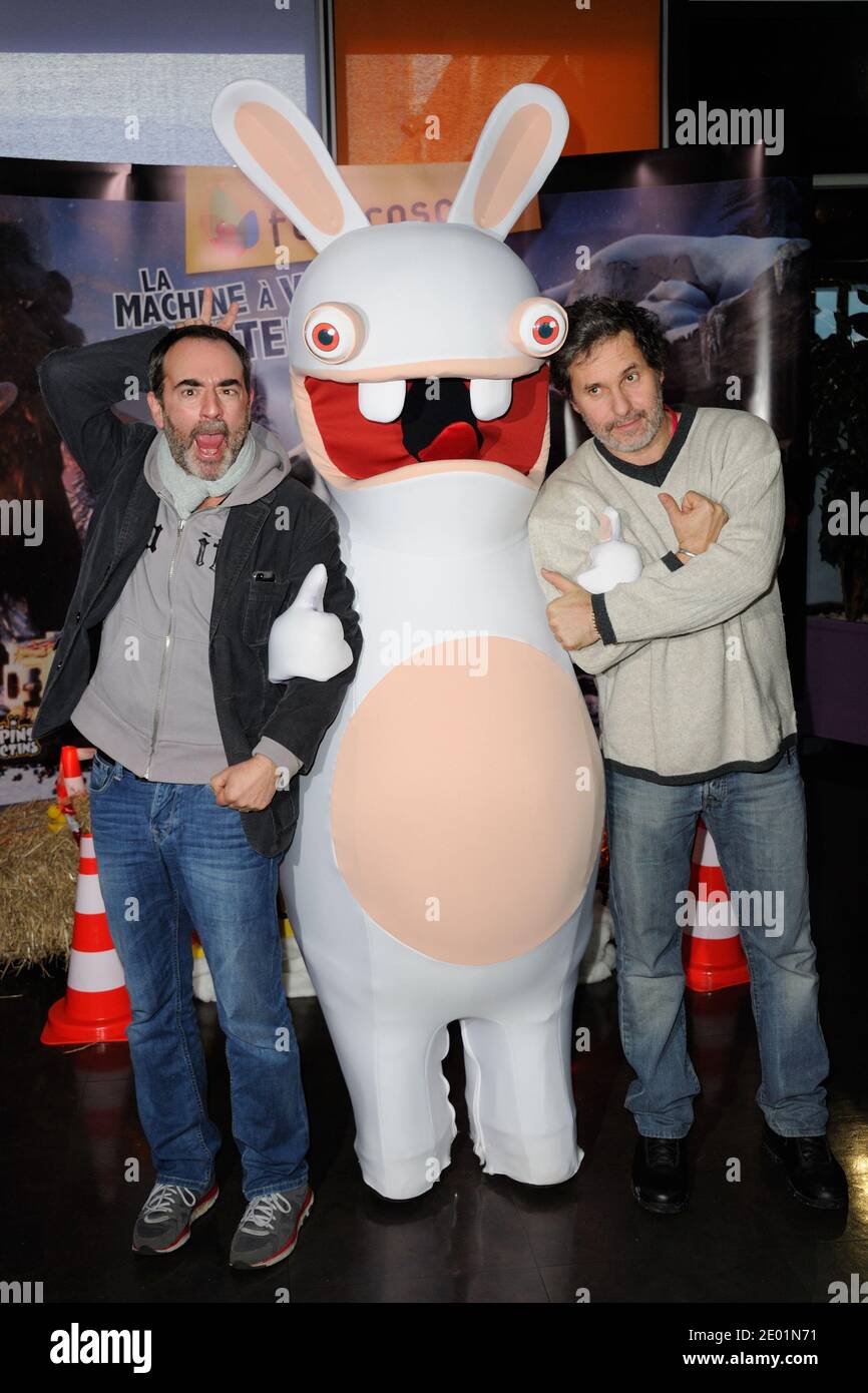 Bruno Solo and Serge Hazanavicius attending the launch of the new  attraction 'Les Lapins Cretins' at Futuroscope theme park in Poitiers,  France on December 7, 2013. Photo by Alban Wyters/ABACAPRESS.COM Stock  Photo -